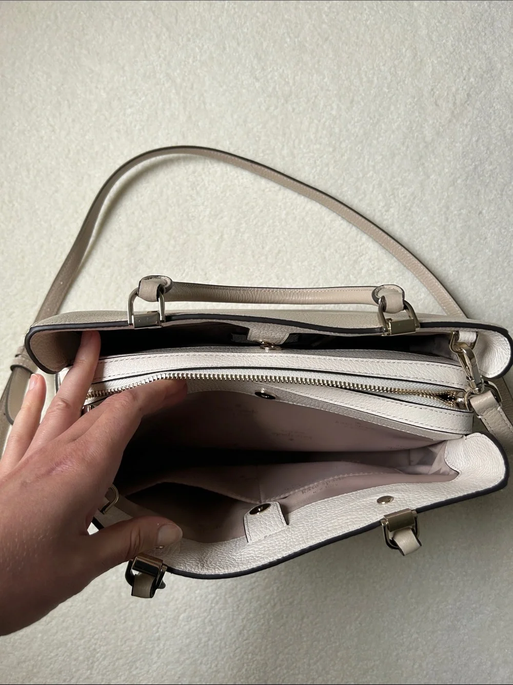 kate spade Pebbled Leather Satchel in Taupe